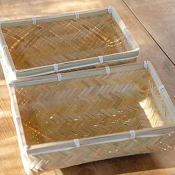 Amazon.co.jp: 竹 かご 小物入れ 180x120x80mm : ホーム＆キッチン